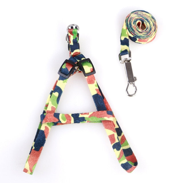 Nylon Dog Pet Puppy Cat Adjustable Harness with Lead Leash 10 Colors To Choose Toys Leash Chain Collars Interactive Toy